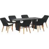  Vrtni set za objed s jastukom 7 pcs Crna poliratan | shoptok.hr