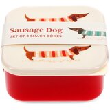 Rex London Rdeče-kremno bele otroška posoda za malico v kompletu 3 ks Sausage Dog – | Shoptok.si