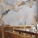  Foto tapeta - White Stone - Elegant Marble With Golden Highlights 300x210 Premium | shoptok.hr