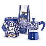 Bialetti Dolce&Gabbana Mediterrean blue Moka Express,za 3 skodelice + Perfetto Moka Autentico mleta kava | Shoptok.si
