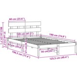 vidaXL Posteljni okvir z vzglavnikom 120x190 cm Trden les bor | Shoptok.si