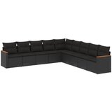 Maison Chic Seti vrtnega pohištva - Vrtna garnitura - Vrtni pohištvo set 9-delna z blazinami črn poli ratan, (21797444) | Shoptok.si