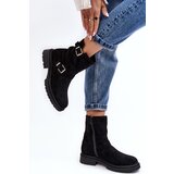 Boto Women's Flat Heel Boots with Buckles Black Bliggore | shoptok.hr