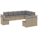 Maison Chic Seti vrtnega pohištva - Vrtna garnitura - Vrtni pohištvo set 10-delna z blazinami bež poli ratan, (21818058) | Shoptok.si