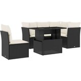  Vrtna sedežna garnitura 6-delna z blazinami črna poli ratan | Shoptok.si