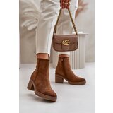 PS1 Women's Heeled Boots Insulated Eco Suede Khaki Arkesia | Shoptok.si