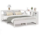 Maison Chic Posteljni Okvir - Dvoposteljna postelja brez vzmetnice bela 135x190 cm trdna borovina, (22082072) | Shoptok.si