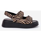 Boto Women's Platform And Wedge Sandals With Buckles Zebra Beige-Black Genorre | shoptok.hr
