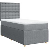 vidaXL Box spring postelja z vzmetnico svetlo siva 80x200 cm blago, (21306829) | Shoptok.si