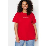 Trendyol Curve Plus Size T-Shirt - Red - Relaxed fit Cijene