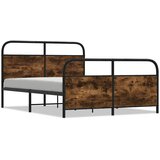 Maison Chic Kovinski Posteljni okvir - Dvoposteljna postelja - Zakonska postelja brez vzmetnice dimljen hrast 140x200cm, (21693028) Cene