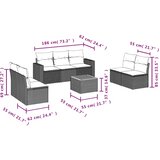  8-dijelni set vrtnih sofa od poliratana s jastucima crni | shoptok.hr