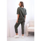 Kesi Włoski Women's viscose set with short sleeves and trousers khaki | shoptok.hr