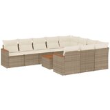 Maison Chic Seti vrtnega pohištva - Vrtna garnitura - Vrtni pohištvo set 11-delna z blazinami bež poli ratan, (21809854) | Shoptok.si