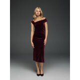 Reserved Midi haljina od velura - boja kestena | shoptok.hr