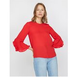 Koton women's Red Long Sleeve Crew Neck Blouse Cene