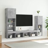  4-dijelni zidni TV elementi s LED svjetlima boja betona drveni | shoptok.hr