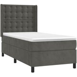 Box spring krevet s madracem tamnosivi 90x190 cm baršunasti | shoptok.hr