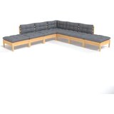  Vrtna sedežna garnitura 7-delna s sivimi blazinami borovina, (20975386) | Shoptok.si