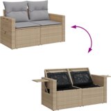  8-delni vrtni kavč s blazinami Bež poli ratan akacija | Shoptok.si