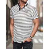 DStreet Koszulka męska polo w paski biała | shoptok.hr