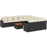  The Living Store Vrtna sedežna garnitura 12-delna z blazinami črn poli ratan - Vrtna Sedežna Garniture, (21451409) | Shoptok.si