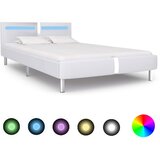 vidaXL Posteljni okvir LED belo umetno usnje 140x200 cm Cene
