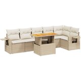 Maison Chic Seti vrtnega pohištva - Vrtna garnitura - Vrtni pohištvo set 7-delna z blazinami bež poli ratan, (21806463) | Shoptok.si