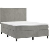 Krevet box spring s madracem LED svjetlosivi 140x200 cm baršun | Eponuda.ba