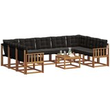  Set vanjskih sofa 10 pcs Prirodna i crna Čvrsto drvo akacije | shoptok.hr