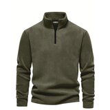 Dewberry 49143 Half Zipper Stand Collar Mens Fleece-OPEN KHAKI Cene