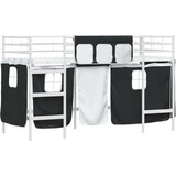  Krevet na kat za djecu s zavjesama Bijela i crna 90 x 190 cm | shoptok.hr