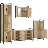  Set ormarića za kupaonicu 4 kom. Hrast sonoma 40 x 36 x 181 cm - Hrast sonoma Ormar ispod sudopera (1 vrata i 2 police) + viseći | shoptok.hr