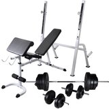 vidaXL vadbena klop s kompletom uteži in stojalom 60,5 kg Cene