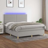  Krevet box spring s madracem LED svjetlosivi 160x200 cm tkanina Cijene