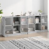 Regal za knjige s vratima boja betona 204 x 37 x 75 cm drveni | shoptok.hr
