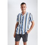 Defacto Regular Fit Apache Collar Striped Print Short Sleeve Shirt Cene