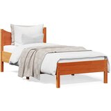  The Living Store Posteljni okvir brez vzmetnice voščeno rjav 75x190 cm borovina - Posteljni Okvir, (21497883) | Shoptok.si