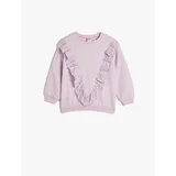 Koton Sweatshirt Long Sleeve Crew Neck Ruffle Detailed Cotton Raised