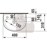 Jika H8153810001061 Lyra Plus 40 x 31 cm stenski keramični umivalnik z odprtino za armaturo na desni strani | Shoptok.si