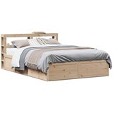Maison Chic Posteljni okvir - Dvoposteljna postelja - Zakonska postelja z vzglavjem 150x200 cm trdna borovina, (21692741) | Shoptok.si