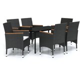  7-dijelni vrtni blagovaonski set s jastucima crni | Eponuda.com