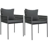 Maison Chic Vrtni stoli - Stol za vrt z blazinami 2 kosa črni 54x61x83 cm poli ratan JS2124, (21877118) Cene