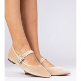 D/CEO marka niezdefiniowana Beige velvet women's ballet flats with buckle Kvitta | Shoptok.si