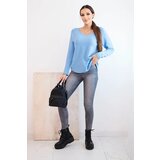 Kesi Włoski Women's sweater with viscose and V-neck blue | Shoptok.si