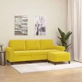  Trosjed s tabureom žuti 180 cm baršunasti