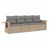  The Living Store Vrtna sedežna garnitura 4-delna z blazinami bež poli ratan - Vrtna Sedežna Garniture, (21443740) | Shoptok.si
