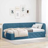  Kutni okvir kreveta s uzglavljem Plava 100 x 200 cm Baršun | shoptok.hr