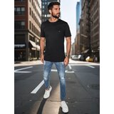 DStreet Koszulka męska z haftem czarna | Shoptok.si