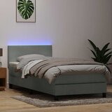 Box Spring krevet s madracem i LED svijetlo sivi 80x210 cm baršun | shoptok.hr